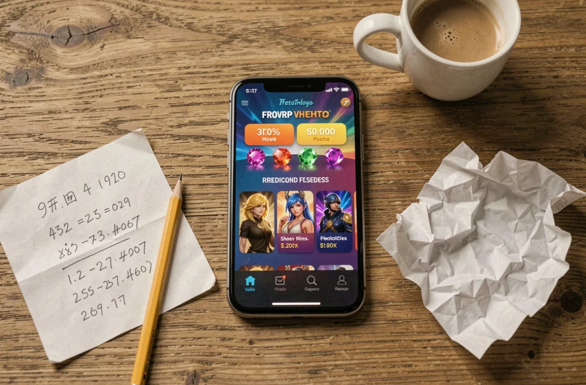 Écran de smartphone affichant des codes Brawl Stars 2026 avec des skins et des pièces à côté de notes manuscrites