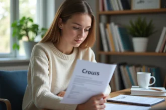 Étudiant consultant des informations sur l'attestation de bourse du Crous