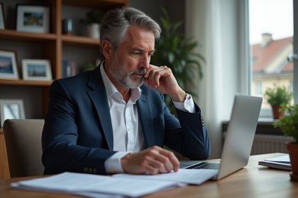 Homme d'affaires en costume dans un bureau moderne
