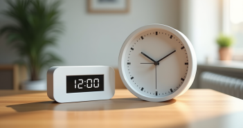 Horloge analogique et digitale indiquant deux heures