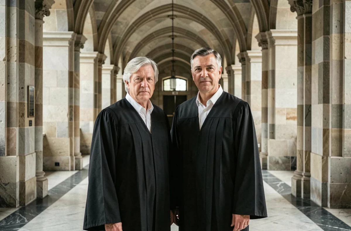 Maître Corral, avocat pénal et divorce à Nîmes, en robe noire dans le couloir du palais de justice