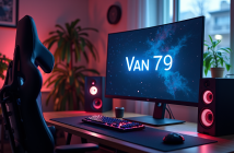 Configuration gaming moderne avec écran affichant Van 79